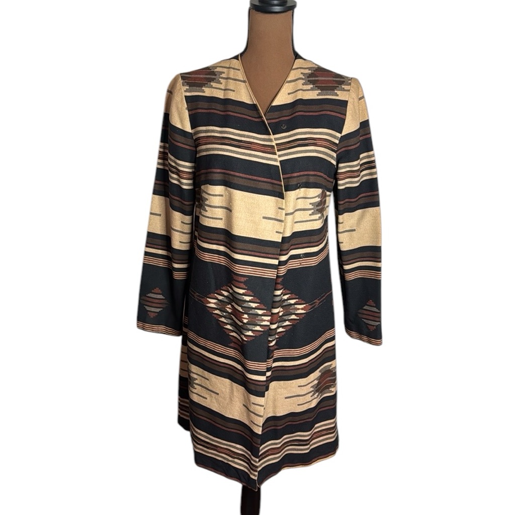 Vintage Double-Sided Double Breasted Caftan Aztec Print Size Xs